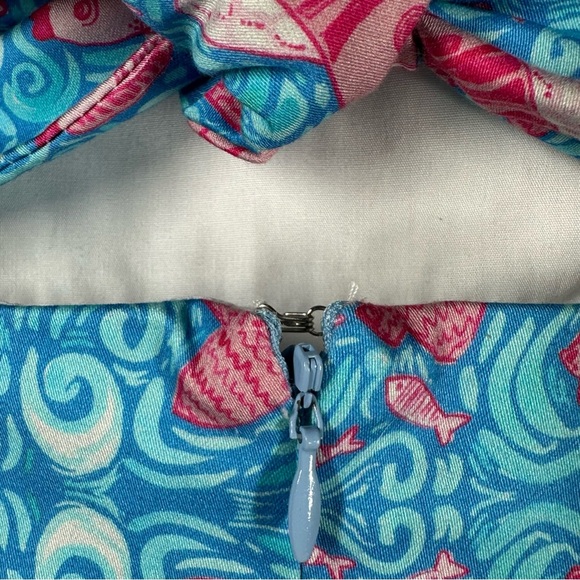NWT Kaeli Smith Mini Strapless Dress Women's 2 Blue Pink Tropical Cruise Beach - Picture 9 of 10